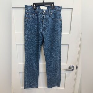 MOTHER the tomcat ankle jeans Women's Blue Animal Print Straight Jeans size 25